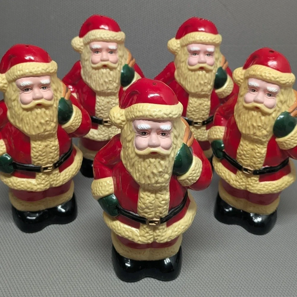 Set of 5 VTG Santa Claus Blow Mold Pathway Light Covers Christmas Holiday Decor